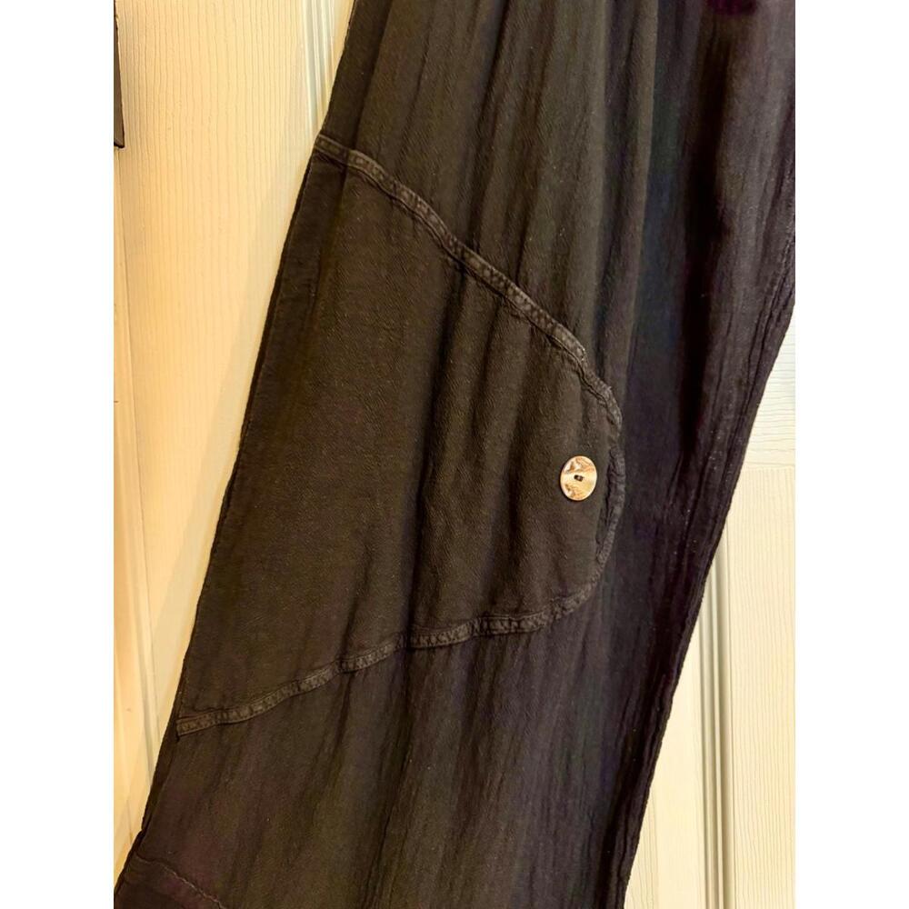 Oh My Gauze Full Pant 100% Comfortable Cotton Lagenlook Button Accents - Picture 2 of 4